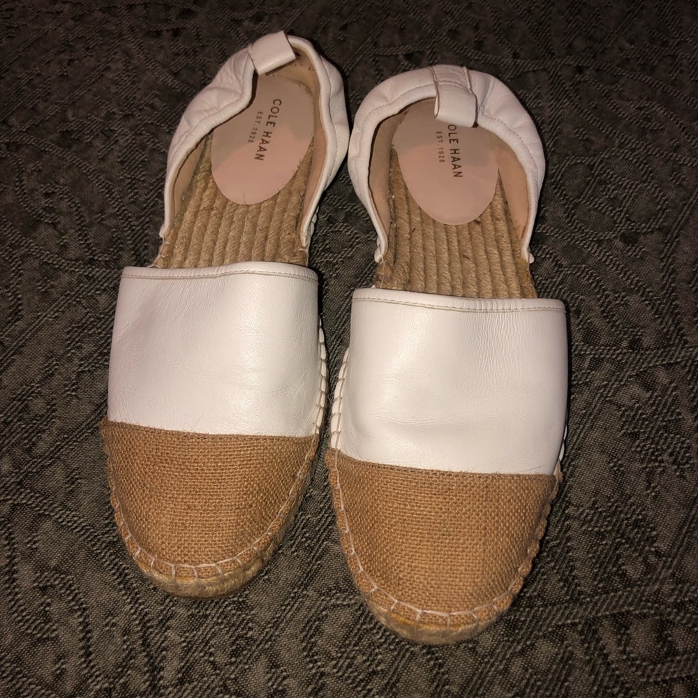 Cole Haan white leather and hemp loafers!